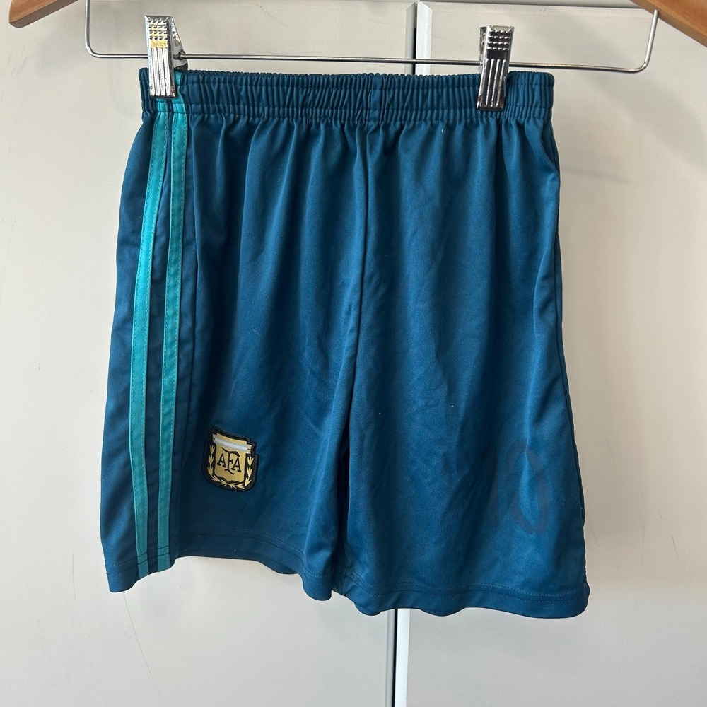 Argentina AFA Soccer Shorts Teal Blue Light Blue Stripes Number 10 Mens Small